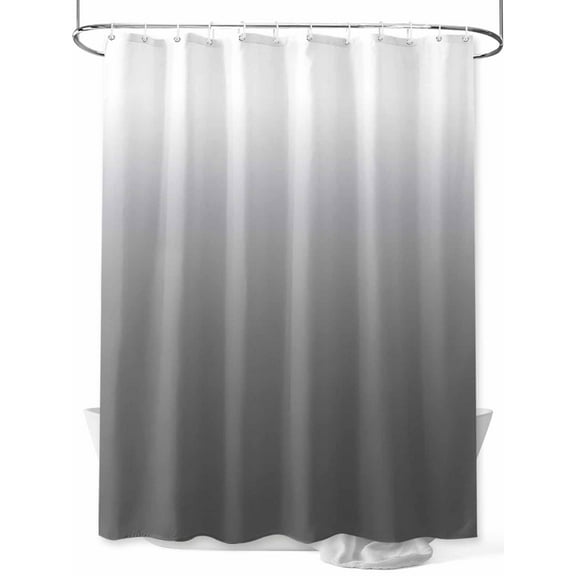 Shower Curtains Gray and White Ombre Bath Curtain Gradual Color Waterproof Bathroom Shower Curtain Set with Hooks Decoration 72 x 72 Inches