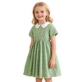 thumbnail image 1 of WRKEKC Robe Fleurie pour Filles Col Peter Pan Imprimé Floral Robe d'Été Décontractée Style Ligne A pour Filles 3-11 Ans, 1 of 9
