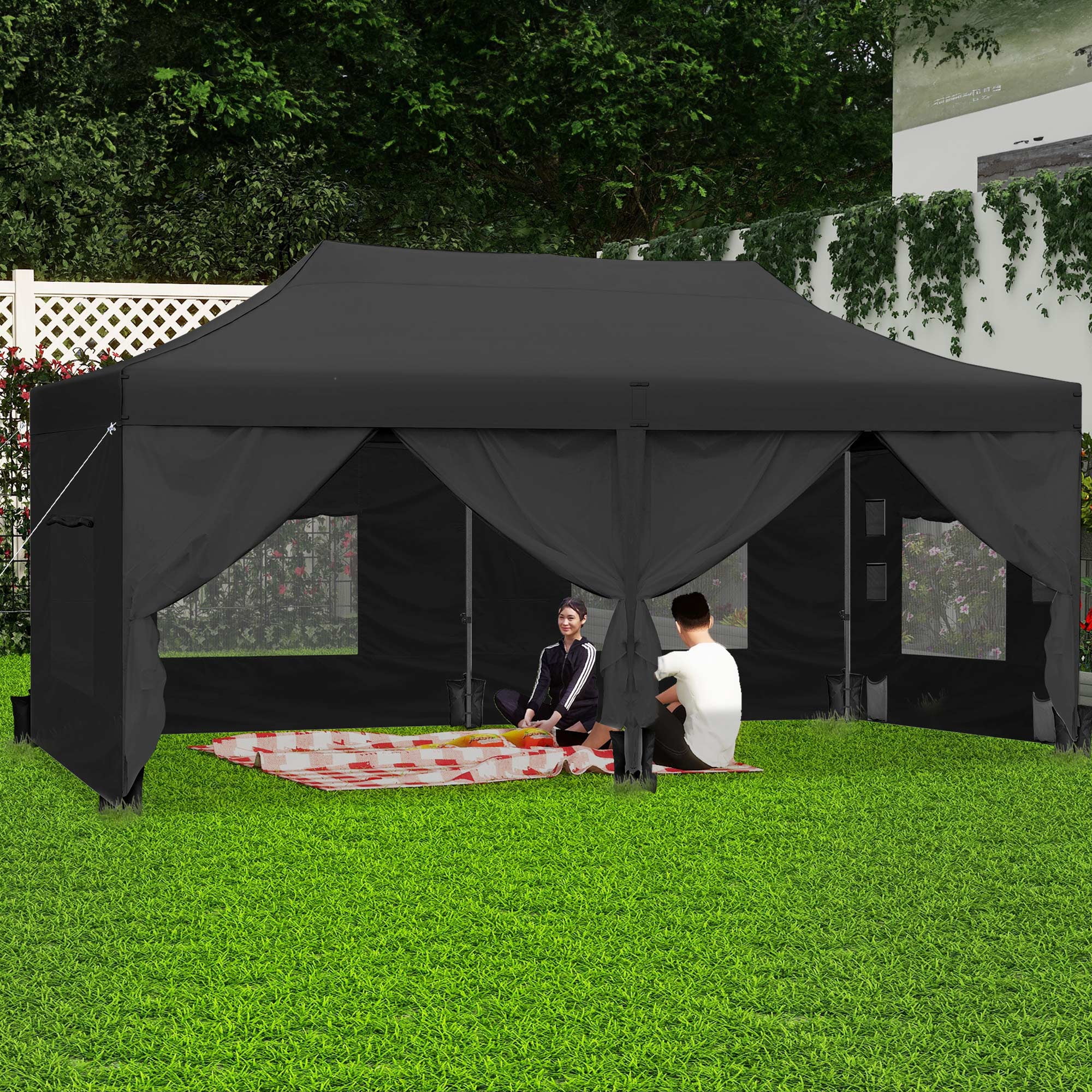 Osparple 10x20 FT Pop Up Canopy Tent – Heavy Duty Waterproof Party Tent With 6 Removable Sidewalls | Outdoor Wedding, Backyard, Event Canopy