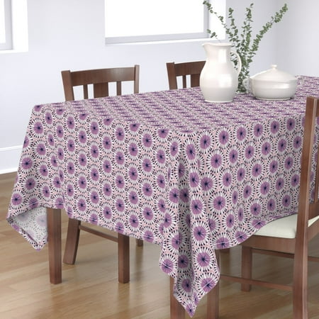 

Cotton Sateen Tablecloth 70 x 90 - Navy Burgundy Flower Geometric Hexbloom Orchidnavyburgundy Circle Color Print Custom Table Linens by Spoonflower