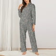 thumbnail image 2 of Lsque Black And White Houndstooth Pattern Long Sleeve Pajama Set for Women - Soft 2-Piece Sleepwear and Loungewear Set with Pockets, Comfy Nightwear-Medium, 2 of 7