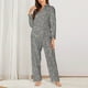 thumbnail image 2 of Balery Black And White Houndstooth Conjunto de Pijama con Estampado para Mujer, Conjunto de Dos Piezas con Manga Larga, Ropa de Dormir Suave con Bolsillos, Pijamas Cómodos-Small, 2 of 7
