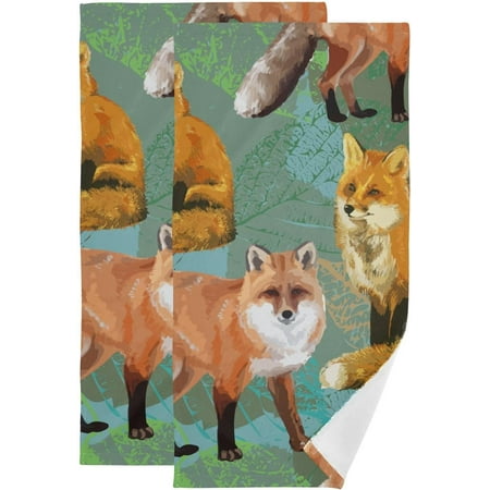 

Coolnut Autumn Leaves Fox Dish Towels Kitchen Towel 2 PCS Fall Animals Hand Towels Ultra Soft and Highly Absorbent Decorative Fingertip Face Towel for Bathroom Hotel 28.3 x14.4