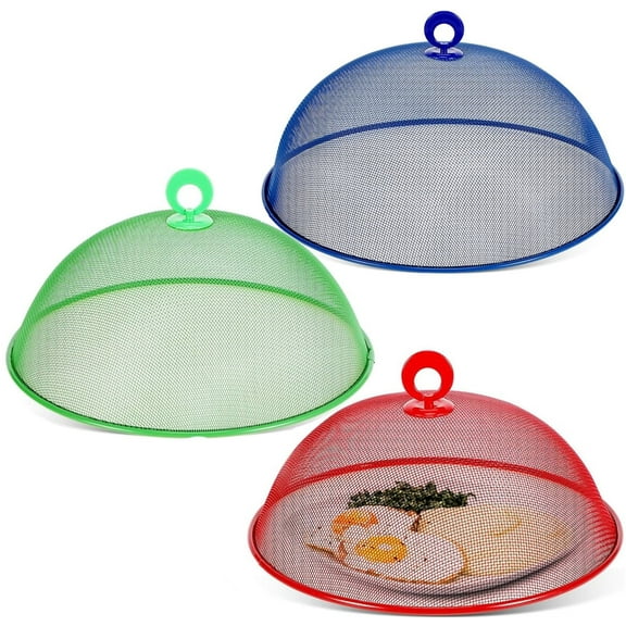 3 Pack Metal Mesh Food Cover,Bexikou Outdoor Mesh Food Tents ,Reusable Food Cover Tent for Dinner Plates,Reusable Fruit Fly Nets Picnic Food Net for Table, BBQ, Camping, Outside Parties