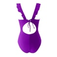 thumbnail image 3 of Women's Plus Size Swimsuits, Swimsuits for Women Bandeau Ruched Ruffle Bathing Suits One Piece Deep V Neck Slimming Swimwear Monokini S-2XL Quick Dry Bathing Suits Woman Clearance, 3 of 4