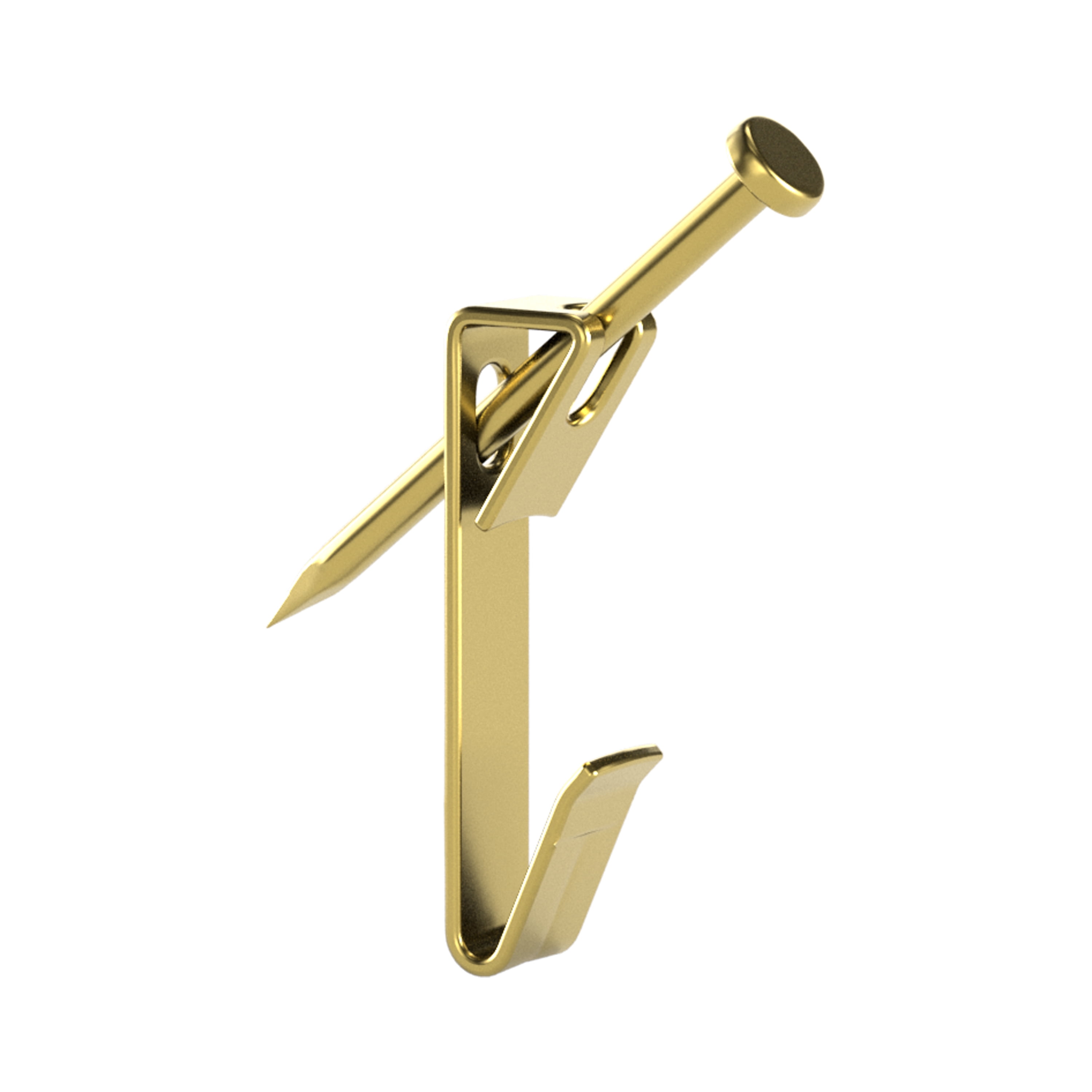 (4 pack) Ook Picture Hangers, 100 lbs, for Drywall and Wood, Steel, Brass Finish, Gold, 2 pack