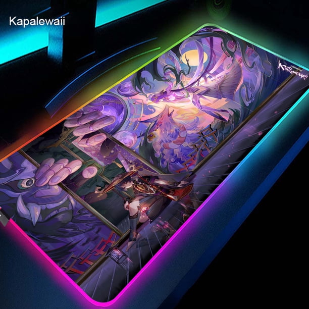 Genshin Impact-alfombrilla de ratón RGB para juegos, alfombrilla de ratón grande Xsl, almohadillas para teclado, Alfombra de goma para ordenador, alfombrilla de escritorio retroiluminada, 900x400mm LIUWENJING unisex