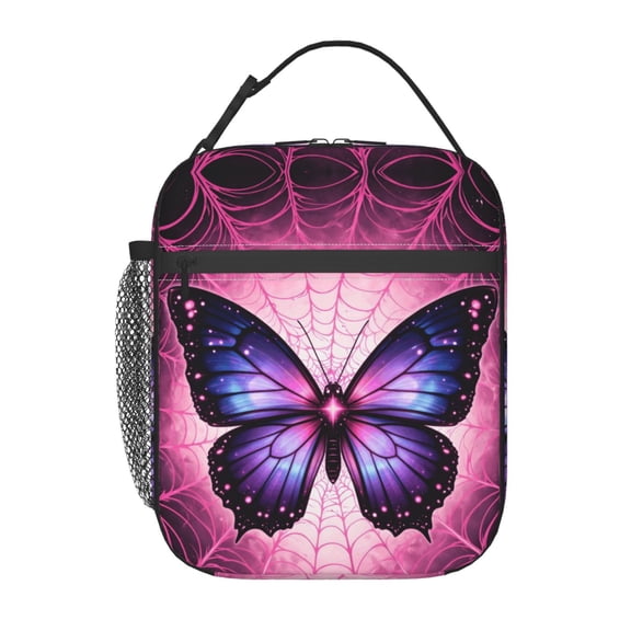 Purple Butterfly Lunch Bag Portable Thermal Lunch Box for Men and Women