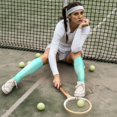 thumbnail image 6 of Naloa Cyan Mint Marble Knee Socks, High Socks Long Stretchy Sock Women Knee High Stocking, Long Socks for Women, 6 of 6