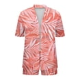 thumbnail image 4 of Gamivast Vacation Outfits for Women 2 Piece Tropical Leaf Print Kimono & Shorts Summer Sets Boho Open Front Cardigan Cover Up Beach Wear Suits, 4 of 5