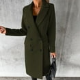 thumbnail image 4 of XFLWAM Women's Wool Coats Long Belted Slim Trench Coats Classic Lapel Collar Open Front Long Jackets Fashion Outerwears Army Green S, 4 of 7