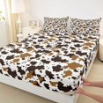 thumbnail image 3 of Manfei Abstract Cow Hide Twin Sheet Sets,Rustic Farmhouse Cabin Twin Fitted Sheet,White Brown Flat Sheet For Boys Girls,Microfiber Bedroom Decor,3pcs, 3 of 7