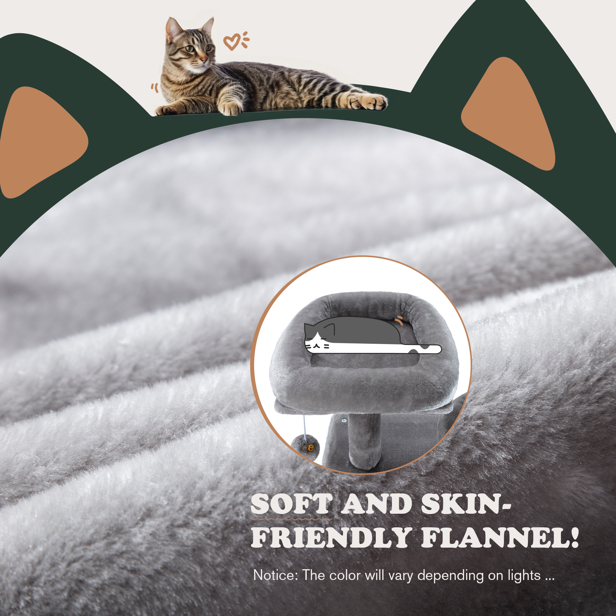 Amolife 65.7" Large Cat Tree with Hammock and Scratching Posts, Gray photo 4
