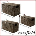 thumbnail image 7 of Casafield Set of 3 Water Hyacinth Storage Baskets with Lids, Espresso - Small, Medium, Large - Decorative Bins for Bathroom, Closets, Laundry, Shelves, 7 of 7