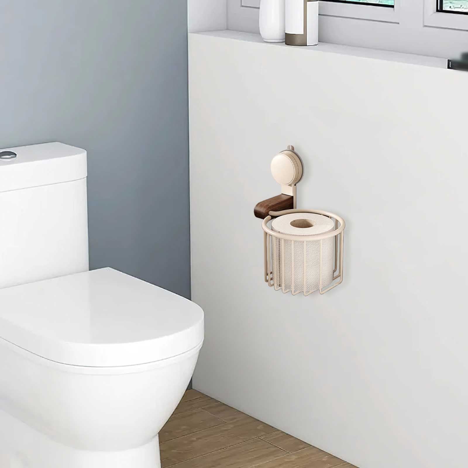 Vintage Bronze Wall Mounted Toilet Paper Holder – Antique Brass Bathroom Accessories Tissue Dispenser with Stable Metal Stand, Wire Basket Storage Rack