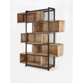 thumbnail image 3 of Ramy Accent Bookcase, Zig Zag Design, 90 Inch Black Metal, Gray Brown, 3 of 5