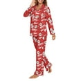thumbnail image 2 of SEANATIVE Red Christmas Snowman Button Up Pajamas for Women Xmas Long Sleeve Nightwear for Women Sleepwear Size XS Pj Loungewear Tops and Pants Set 2 Piece Women Clothes, 2 of 7