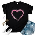 thumbnail image 2 of Valentine's Day Shirt Women Cute Print Short Sleeve Casual Pullover Tops Graphic Basic Blouses Tees (M, A Black), 2 of 5