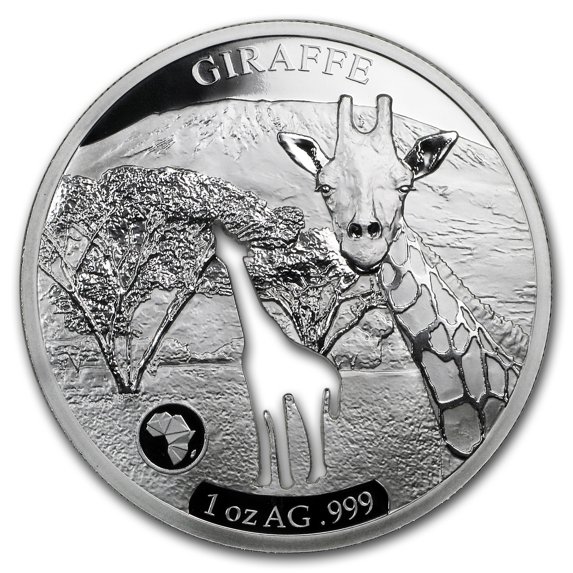 2018 Djibouti 1 oz Silver Shapes of Africa (Giraffe)