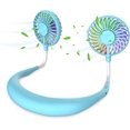 thumbnail image 2 of Ventilador de cuello azul, ventilador portátil, mini ventilador USB, ventilador de cuello portátil recargable, enfriador de aire de doble cabezal de viento de 3 velocidades para acampar al aire libre, sala de oficina JM, 2 of 5