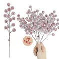 thumbnail image 1 of 12-Pack Frosted Holly Berry Stems - Snowy Red Christmas Craft Picks for Wreaths, 1 of 5