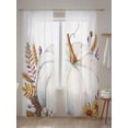 thumbnail image 5 of Thanksgiving Sheer Curtains 108 inches Long, White Pumpkin Flowers Fall Harvest Farmhouse Light Filtering Sheer Window Curtains Rod Pocket Voile Drapes for Bedroom Living Room, 52"W x 108"L 2 Panels, 5 of 7