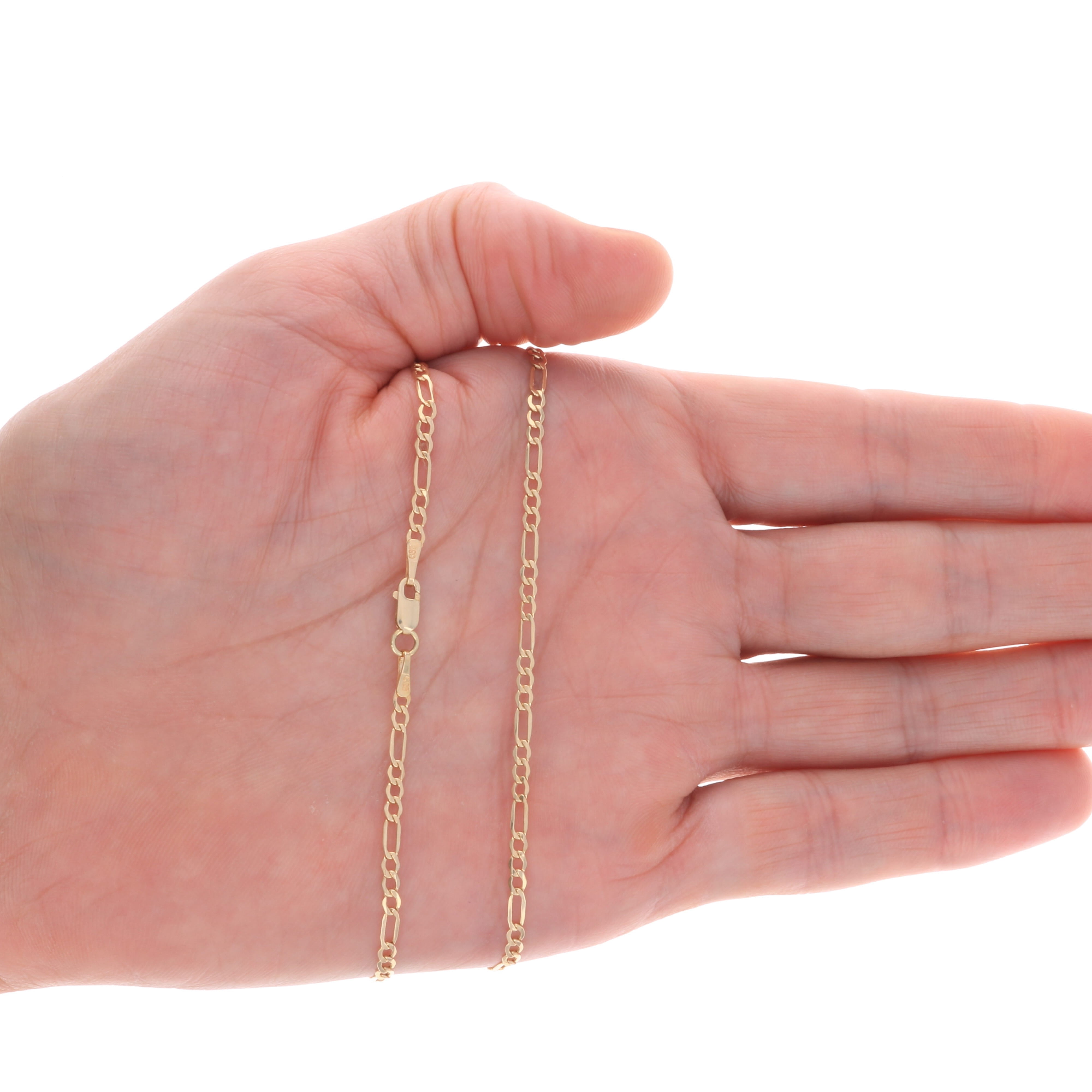 Nuragold 14k Real Yellow Gold Figaro Link 2.5mm Chain Necklace (16"-26") Italian Jewelry for Men & Women