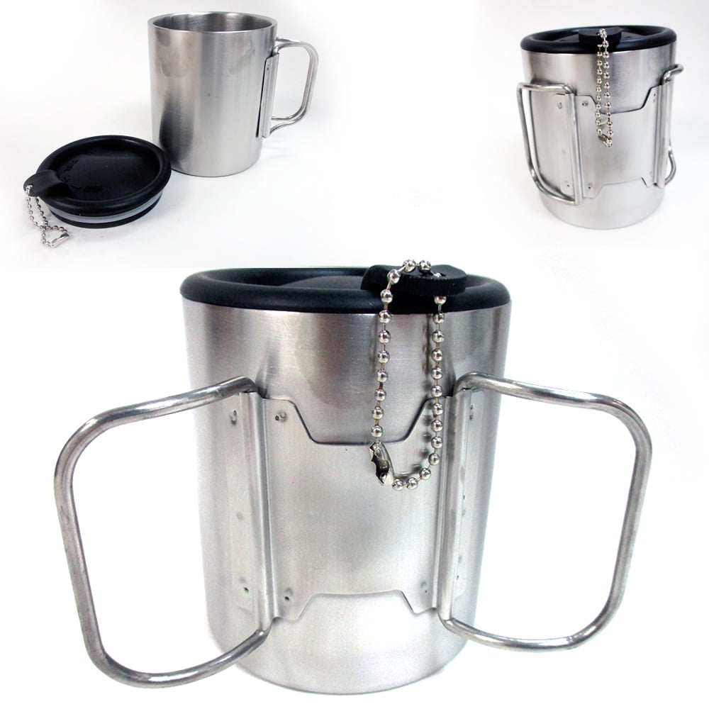 Travel Coffee Mug Stainless Steel Lid Tea Drink Cup Handle Travel Coffee Mug Stainless Steel Lid Tea Drink Cup Handle Double Wall 10 Oz