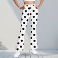 thumbnail image 2 of GigrtiJin 5-16 Years Big Girl's Causal Yoga Pants Polk Dot Printed Elastic Waisted Straight Leg Flare Pants Trendy Slim Workout Pants, 2 of 6