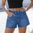 thumbnail image 4 of uublik Stretch Jean Shorts for Women High Waisted Pull On Jorts with Pockets Denim Shorts Women Summer Casual Shorts, Blue, 4 of 6