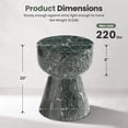 thumbnail image 3 of Dayalane Round Faux Stone Side Table, 15.5" Modern Green Hourglass End Table Indoor Outdoor, Green Marble Look Accent Drink Stool for Living Room Patio, Fully Assembled, 3 of 11