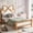 brown and beige, variant on Bellemave Twin Wooden Platform Bed with Bow Headboard, Low Profile Solid Wood Frame with Slatted Support, No Box Spring Needed, Brown & Beige