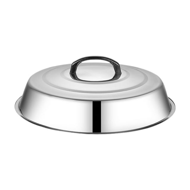 Tapa redonda para hornear hamburguesas con asa, tapa de acero inoxidable para olla de cocción con cúpula para derretir queso, para parrilla de carne 34 centímetros