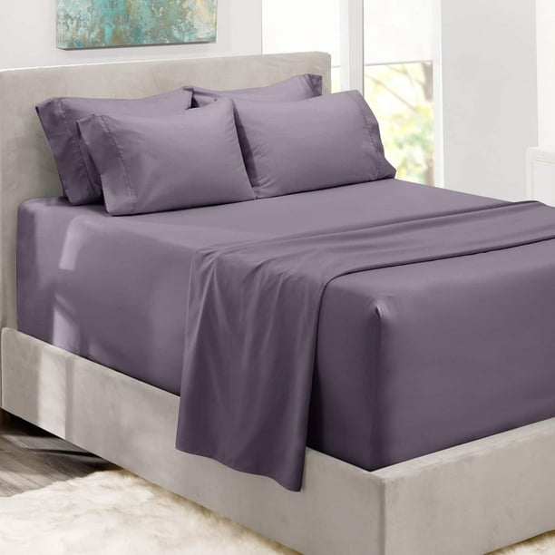 Juego de sábanas Hearth & Harbor Luxury Soft Cal King, color gris violáceo