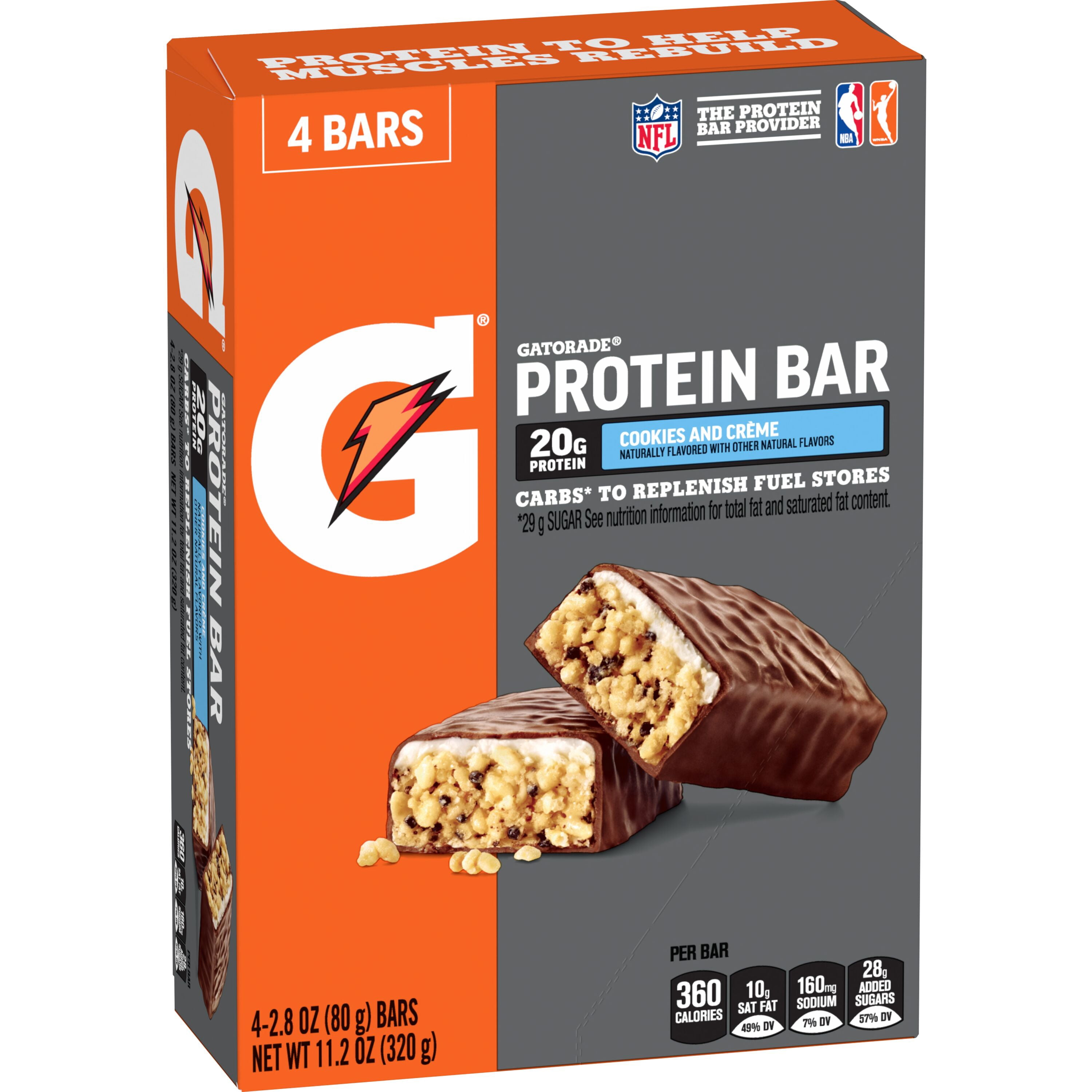 Gatorade Protein Bar Cookies And Creme, 2.8 Oz 4ct