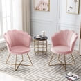 thumbnail image 3 of Duhome Velvet Accent Chair for Living Room Bedroom, Makeup Vanity Chair with Gold Metal Legs Salmon Pink, 3 of 7