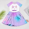 thumbnail image 3 of WOYY Girl Cartoon Cat Print Short Sleeve Dress Summer Casual Cute Dress with Pockets, Sizes 4-14, 3 of 6
