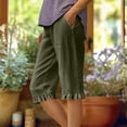 thumbnail image 2 of SONXAHE Ruffle Hem Knee Length Capri Pants for Women Side Pocket Weekend Walk Cropped Trousers, 2 of 4