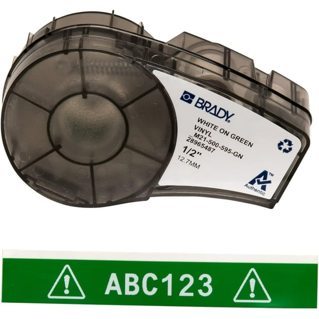 Etiqueta de vinilo auténtica (M21-500-595-GN) para todo tipo de clima, para identificación en interiores y exteriores, etiquetado de laboratorio y equipos, color blanco