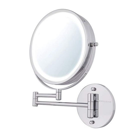 Ovente Wall Mount Makeup Mirror Battery Operated Led Lighted 1x 10x Magnification 8 5 Inch Polished Chrome Mfw85ch1x10x