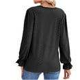 thumbnail image 3 of Annhoo Going out Tops for Women Puff Long Sleeve Lace Trim V Neck Eyelet Shirts Casual Cutout Blouse Tees, 3 of 3