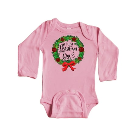 

Inktastic I Love Christmas with My Gigi Wreath Gift Baby Boy or Baby Girl Long Sleeve Bodysuit