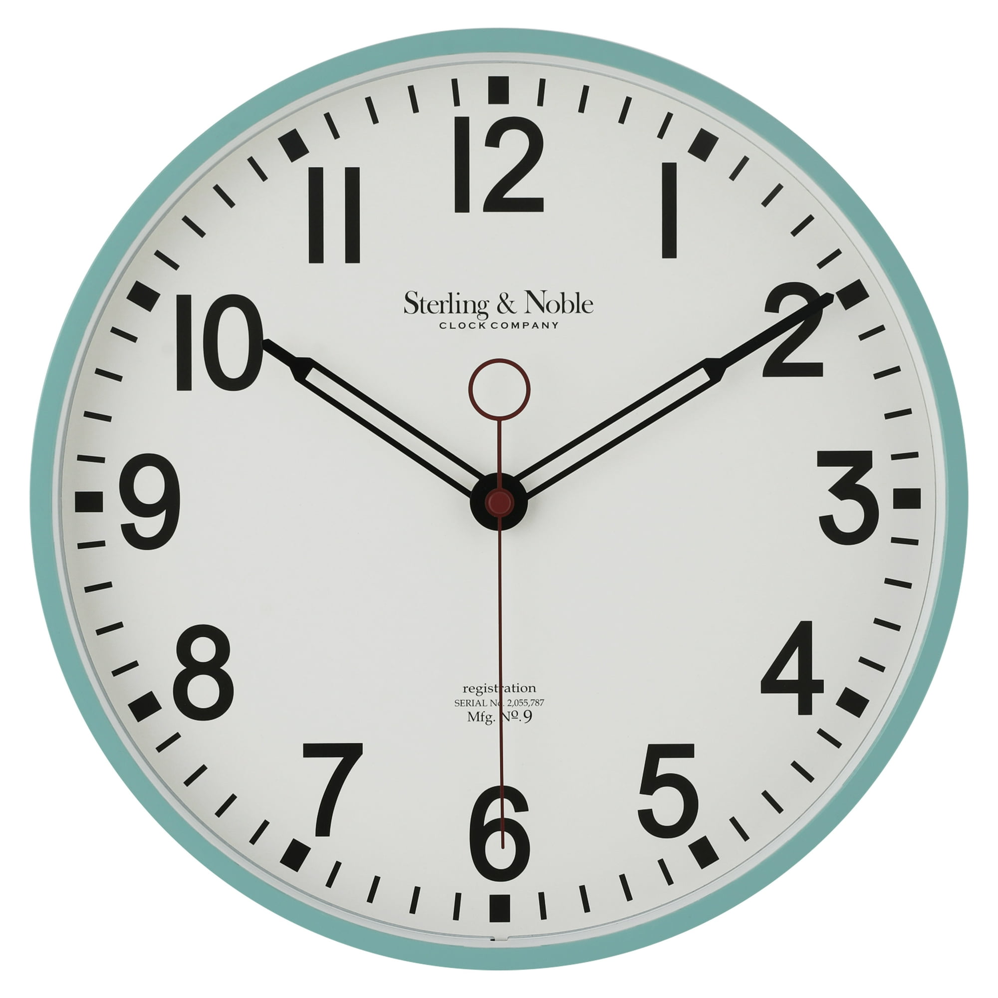 Mainstays Indoor 11.5 Round Mint Green Arabic Retro Schoolhouse Analog Wall Clock