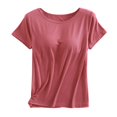 thumbnail image 3 of SHITINN Short Sleeved T Shirt with Chest Pad Bra Cup Semi Sleeve Vest Pajamas Athletic Crop Tops 3x Sleeveless Shirts Active Loose Tops for Women Womens Top Loose Fit Half Top Muscle Shirt Women, 3 of 3