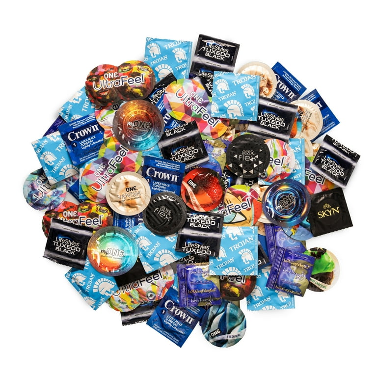 Premium Condom Sampler, Variety Pack, Latex, 96-Count - Walmart.com