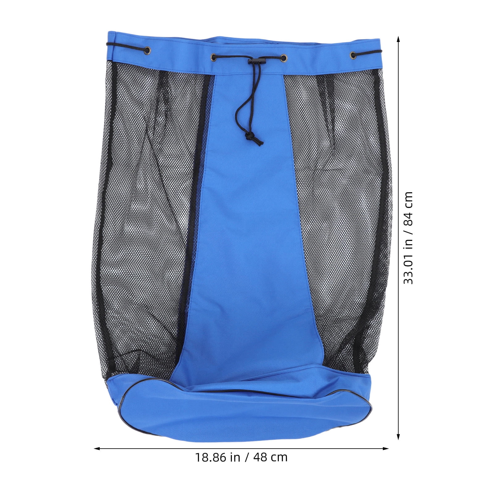 DEEPCRAFF Blue Mesh Drawstring Basketball Bag Lightweight Sports Storage Sack with Single Shoulder Strap