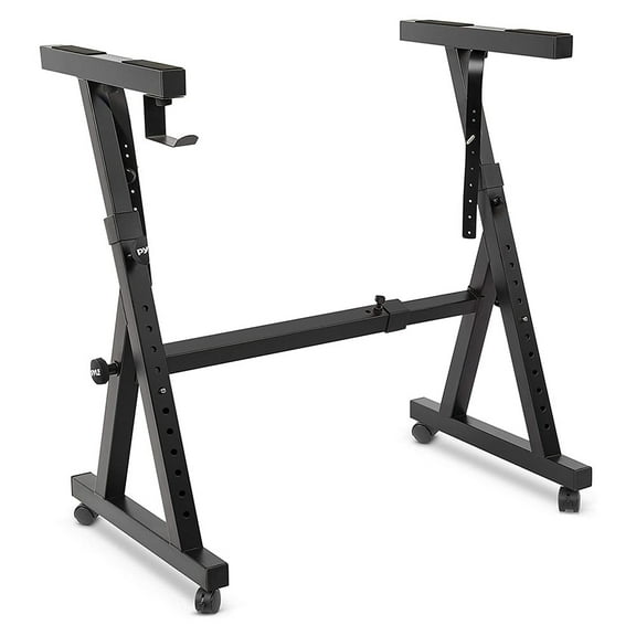 Pyle Adjustable Height Z Style Organ Keyboard Stand with Locking Wheels