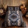 thumbnail image 2 of Manfei Tribal Geometric Aztec Full Size Comforter Sets, Southwest Bohemian Bedding Comforter Set, Brown and Blue, Black Reversible 3 Pieces, 1 Comforter and 2 Pillowcases, 2 of 6