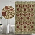 thumbnail image 5 of Boho Floral Shower Curtain, Waterproof Shower Curtains for Bathroom, Modern Geometric Ethnic Abstract Flowers Red Green Washable Fabric Bathtub Curtain Set Bath Decor with 12 Hooks Long 72"x84", 5 of 8