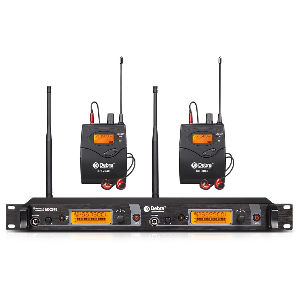 D Debra PRO UHF IEM ER-2040 Dual Channel Wireless in Ear Monitor System  with Earphone, for Stage, Recording, Studio, Band Rehearsal, Live  Performance (with Receivers)